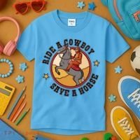 Ride A Cowboy Save A Horse Kids T-Shirt thumb 3