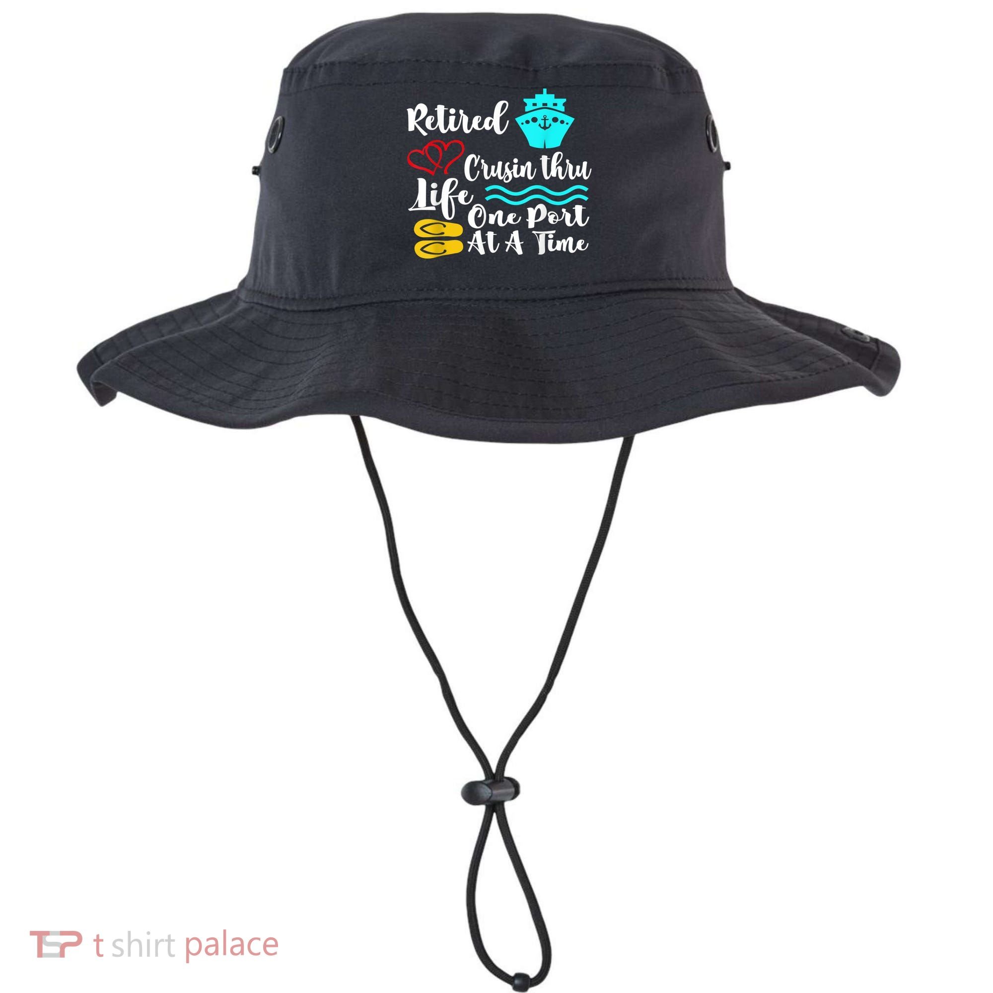 Retired And Cruising Through Life One Port At A Time Bucket Hat