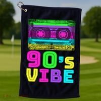 Retro Aesthetic Costume Party 90s Vibe Golf Towel thumb 1