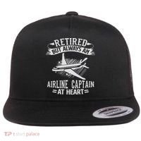 Retired Airline Captain Pilot Retirement Gift Flat Bill Trucker Hat thumb 0