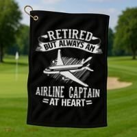 Retired Airline Captain Pilot Retirement Gift Golf Towel thumb 1