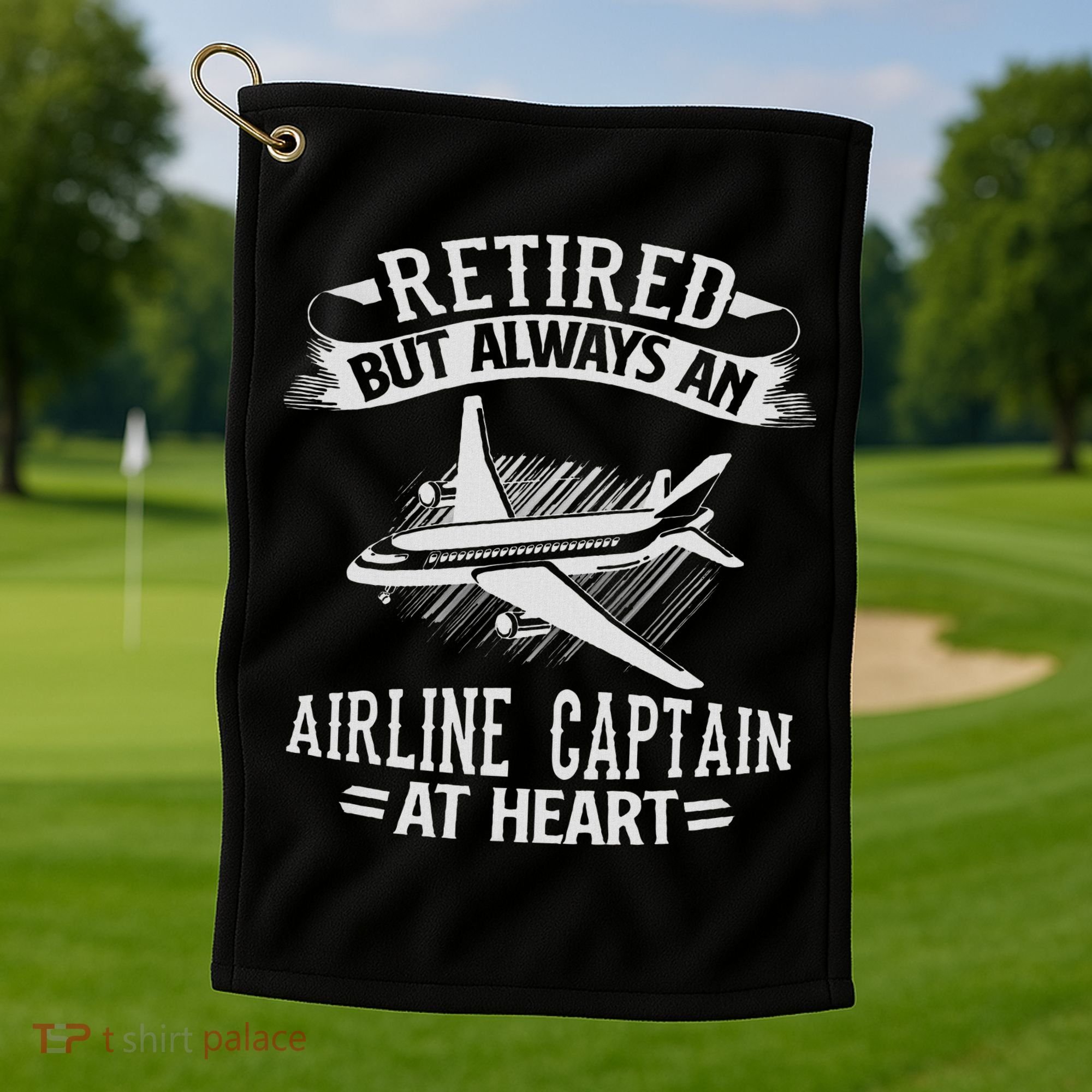 Retired Airline Captain Pilot Retirement Gift Golf Towel