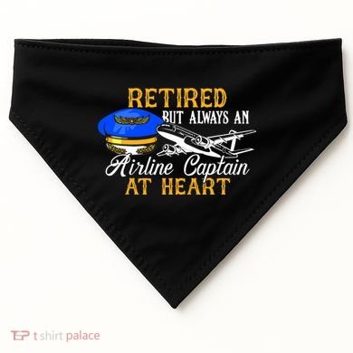 Retired Airline Captain Pilot Retirement Gift USA-Made Doggie Bandana