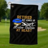 Retired Airline Captain Pilot Retirement Gift Golf Towel thumb 1