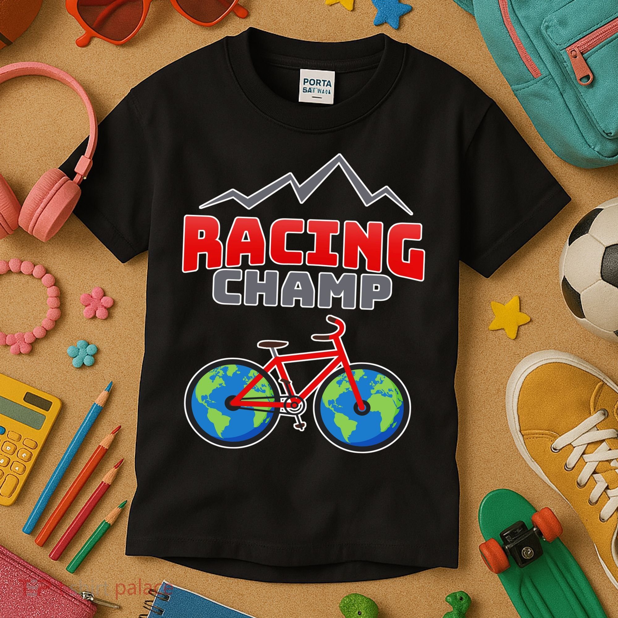 Racing Champ Bicycle Bikers Kids T-Shirt