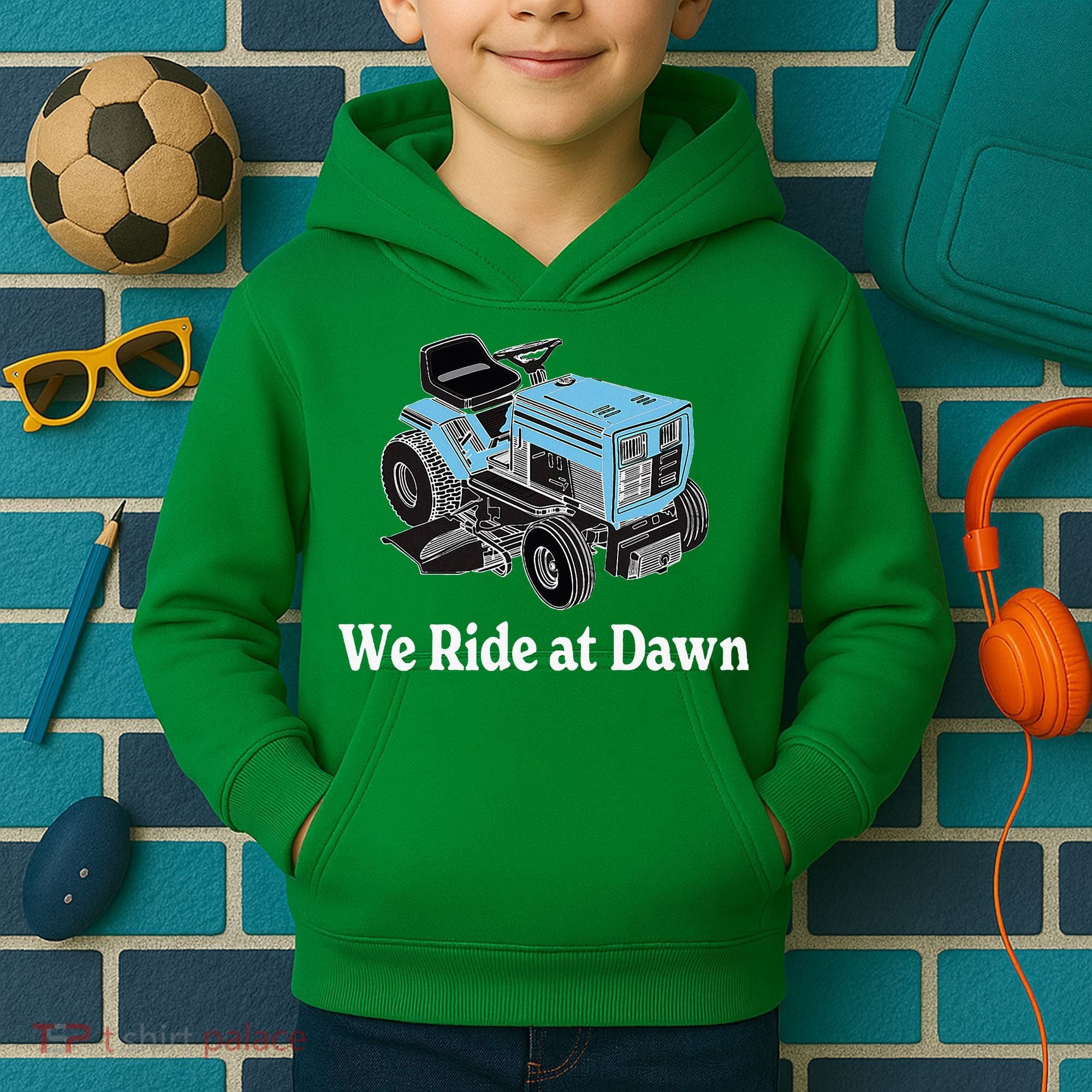 Ride At Dawn Tractor Enthusiast Dad Grandpa Kids Hoodie