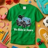 Ride At Dawn Tractor Enthusiast Dad Grandpa Kids T-Shirt thumb 3