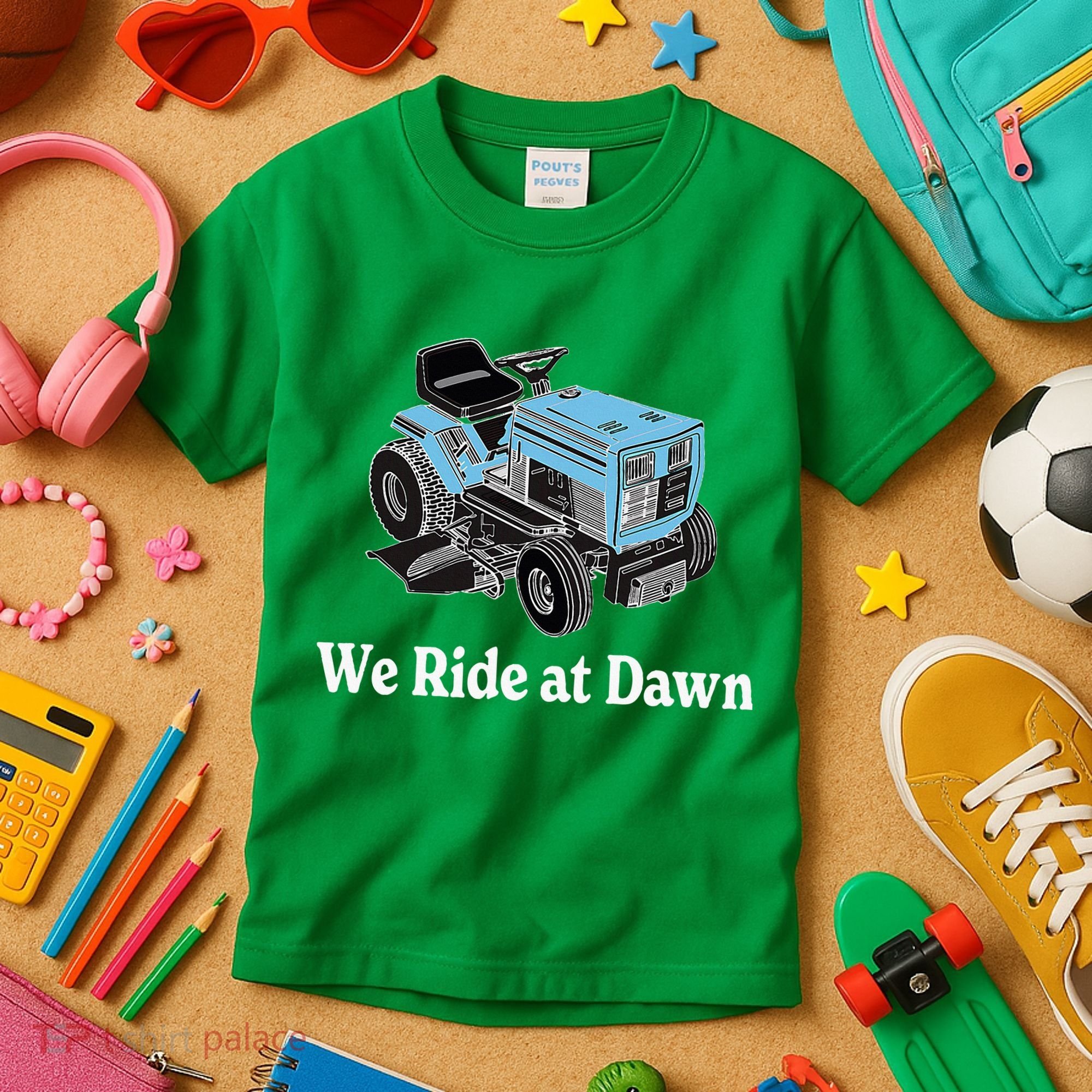 Ride At Dawn Tractor Enthusiast Dad Grandpa Kids T-Shirt