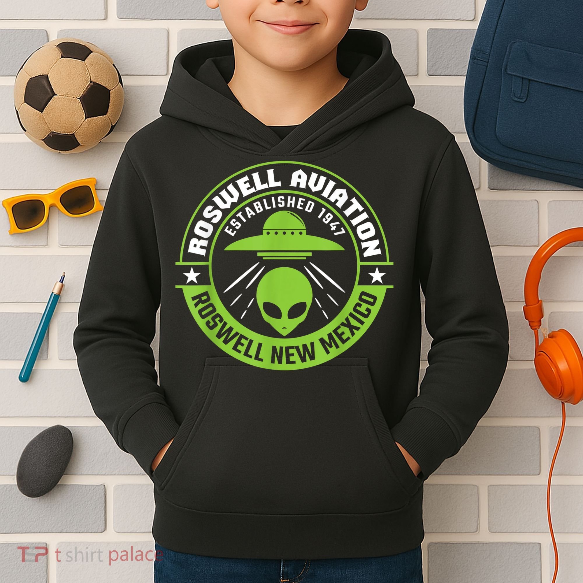 Roswell Aviation Established 1947 Roswell Alien Kids Hoodie
