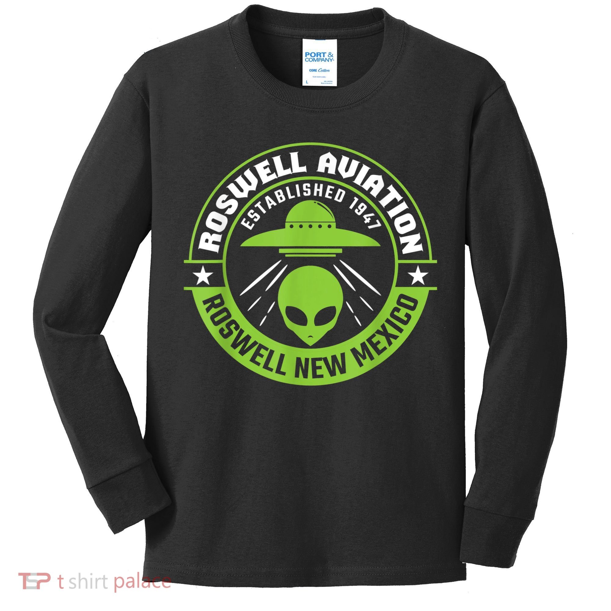 Roswell Aviation Established 1947 Roswell Alien Kids Long Sleeve Shirt