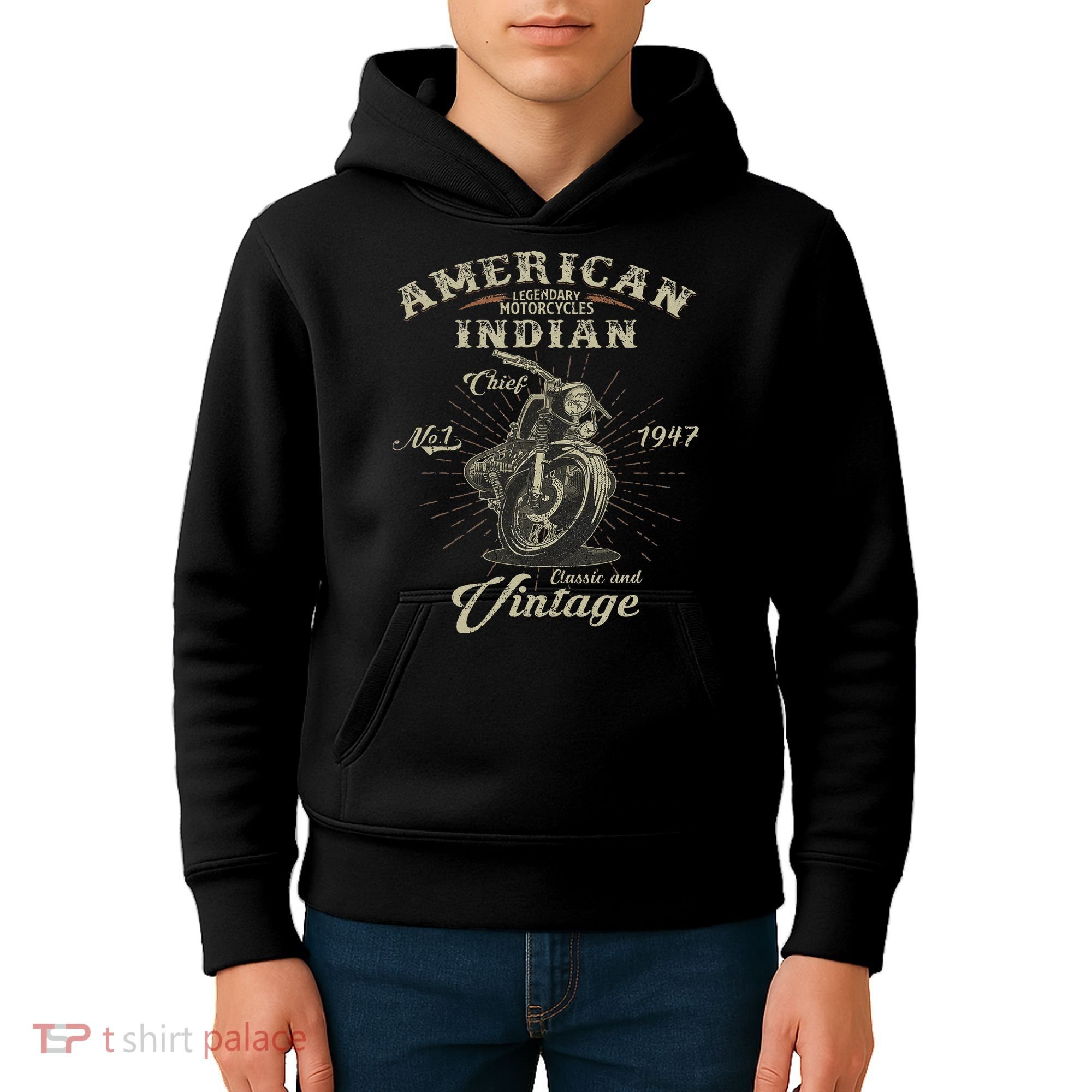 Retro American For Old Biker Kids Hoodie