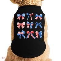 Retro American Flag Coquette Bow Patriotic 4th July Women Doggie Tank thumb 0