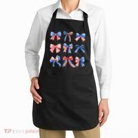 Retro American Flag Coquette Bow Patriotic 4th July Women Apron thumb 2