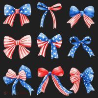 Retro American Flag Coquette Bow Patriotic 4th July Women Beanie thumb 2