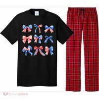 Retro American Flag Coquette Bow Patriotic 4th July Women Pajama Set thumb 0