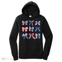 Retro American Flag Coquette Bow Patriotic 4th July Women Women's Hoodie thumb 0