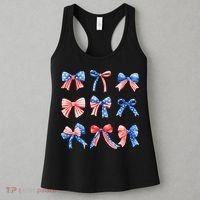 Retro American Flag Coquette Bow Patriotic 4th July Women Women's Tank Top thumb 3