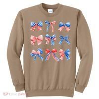 Retro American Flag Coquette Bow Patriotic 4th July Women Sweatshirt thumb 0