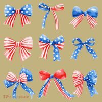Retro American Flag Coquette Bow Patriotic 4th July Women T-Shirt thumb 7