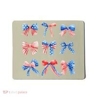 Retro American Flag Coquette Bow Patriotic 4th July Women Mousepad thumb 0