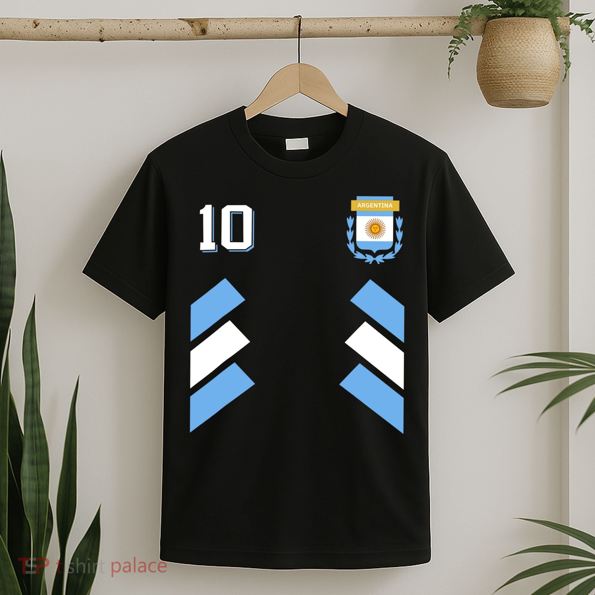 Retro10 Argentina Football Argentinian Soccer Argentina Flag T-Shirt