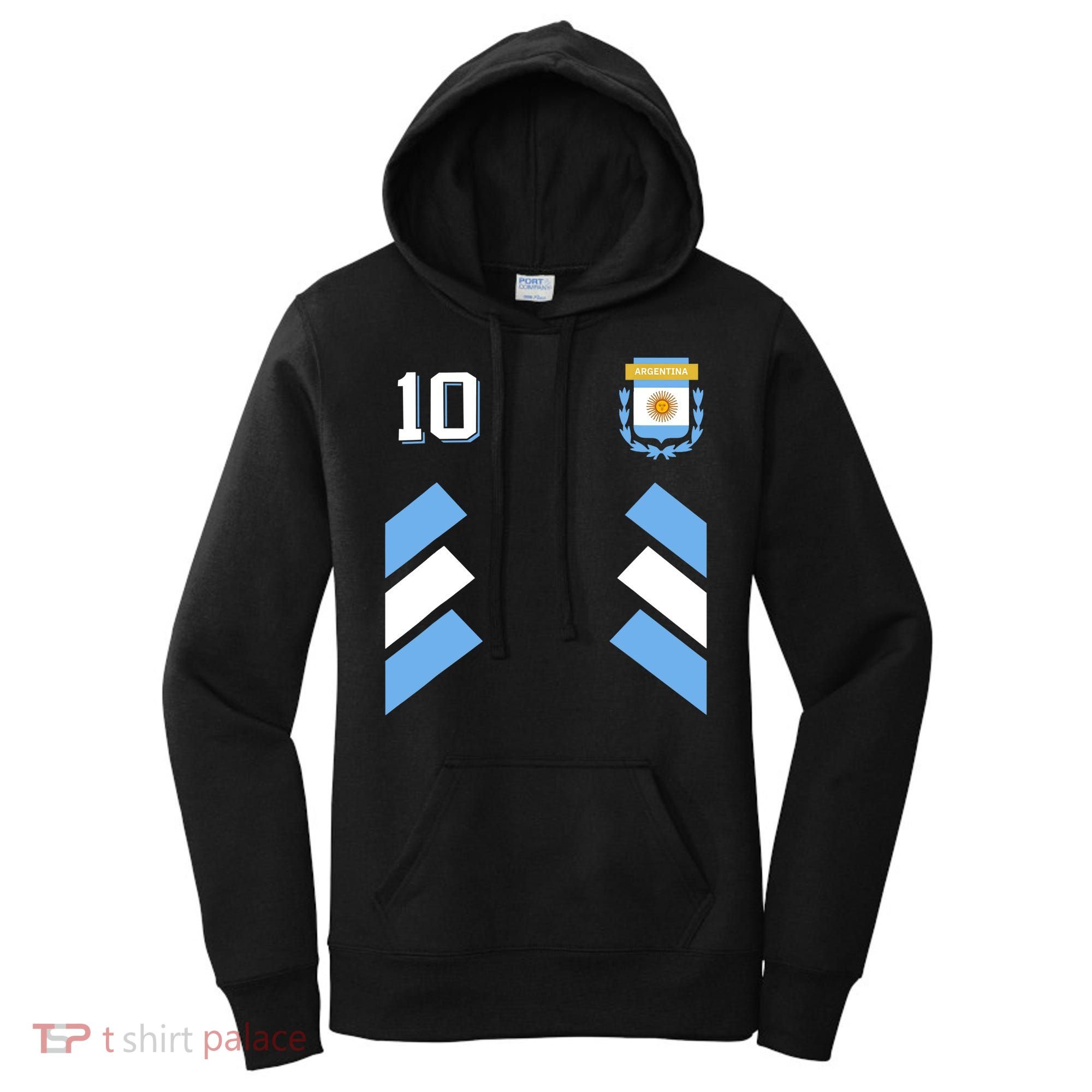 Retro10 Argentina Football Argentinian Soccer Argentina Flag Women's Hoodie