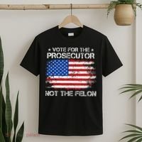 Retro American Flag Vote For The Prosecutor Not The Felon T-Shirt thumb 2