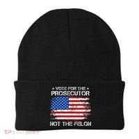 Retro American Flag Vote For The Prosecutor Not The Felon Beanie thumb 0