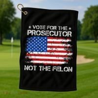 Retro American Flag Vote For The Prosecutor Not The Felon Golf Towel thumb 1