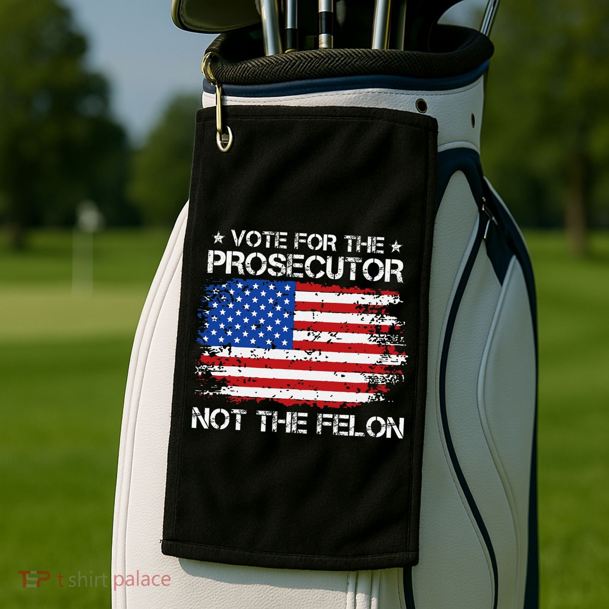 Retro American Flag Vote For The Prosecutor Not The Felon Golf Towel