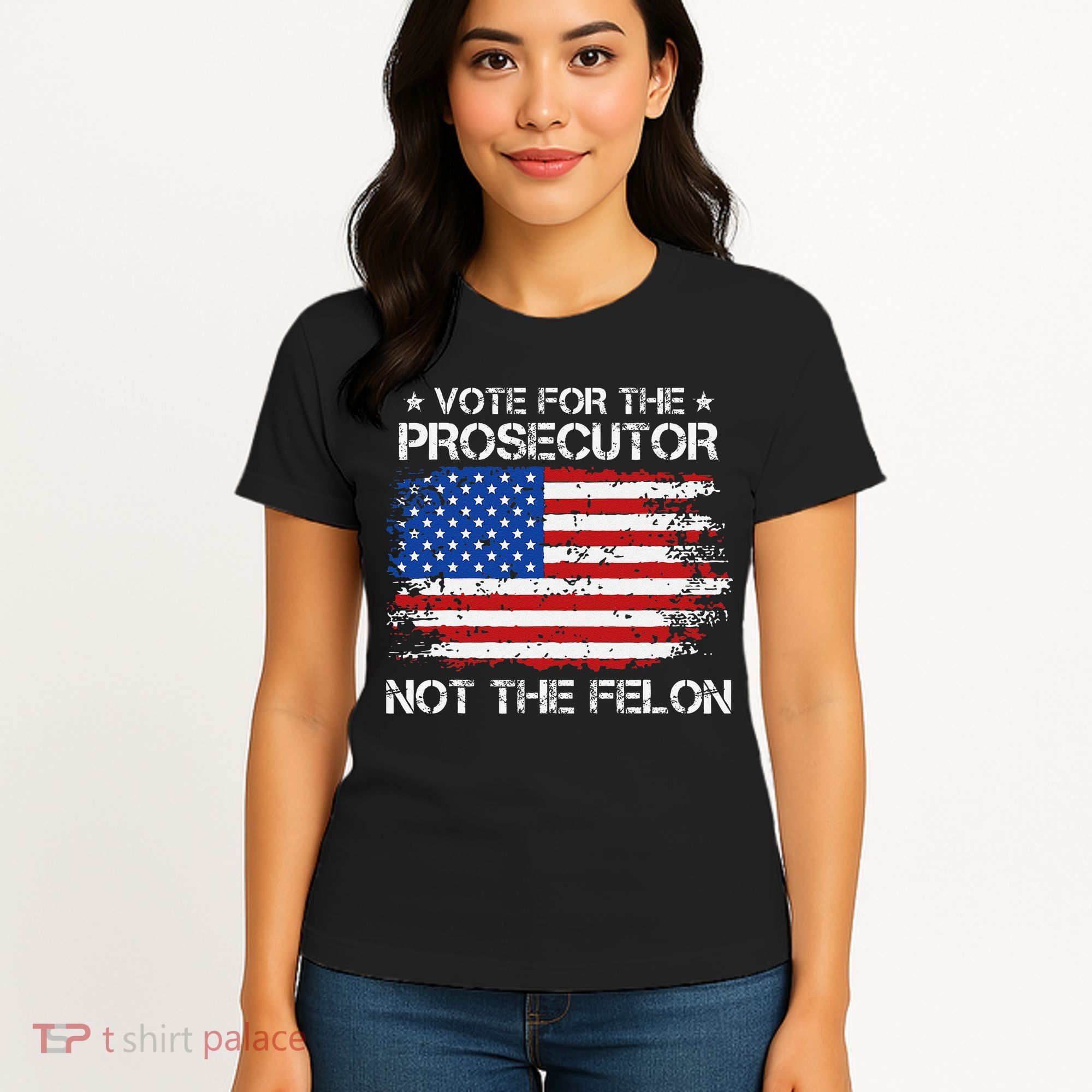 Retro American Flag Vote For The Prosecutor Not The Felon Women's T-Shirt