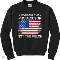 Retro American Flag Vote For The Prosecutor Not The Felon Kids Sweatshirt thumb 0