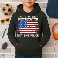 Retro American Flag Vote For The Prosecutor Not The Felon Kids Hoodie thumb 2