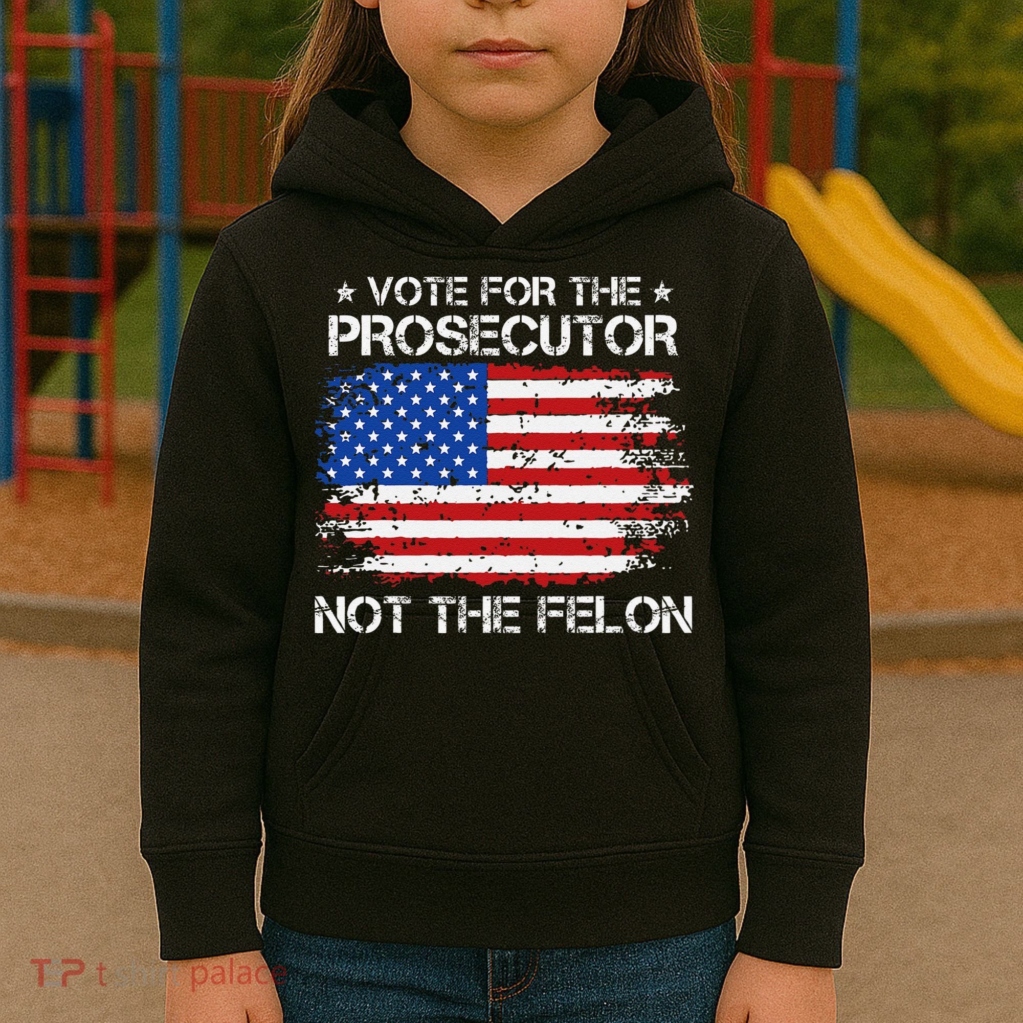 Retro American Flag Vote For The Prosecutor Not The Felon Kids Hoodie