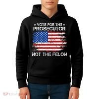 Retro American Flag Vote For The Prosecutor Not The Felon Kids Hoodie thumb 4