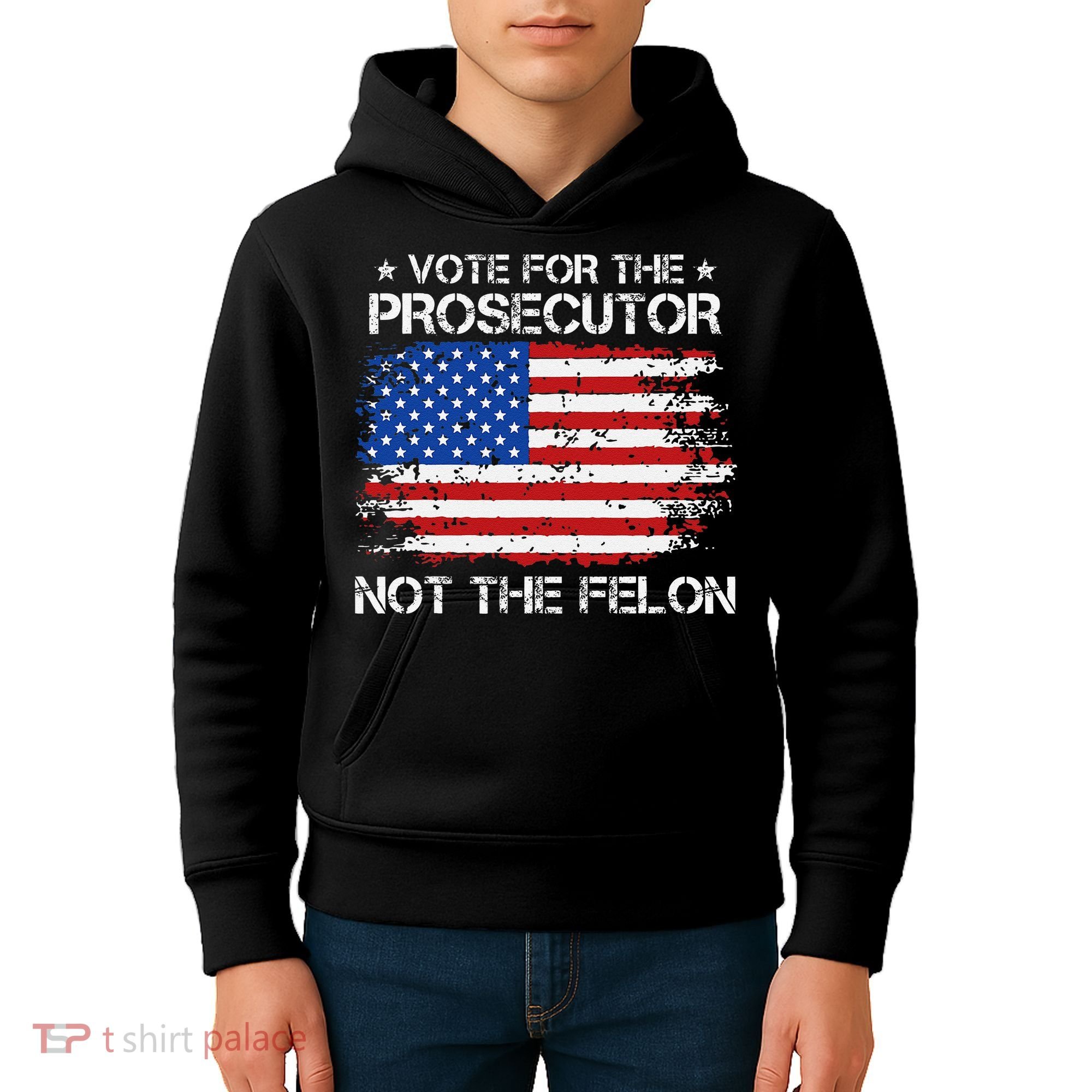 Retro American Flag Vote For The Prosecutor Not The Felon Kids Hoodie