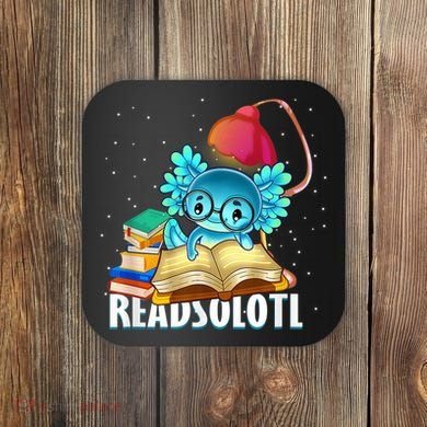 Readsolotl Axolotl Funny Reading Fish Books Lizard  Coaster