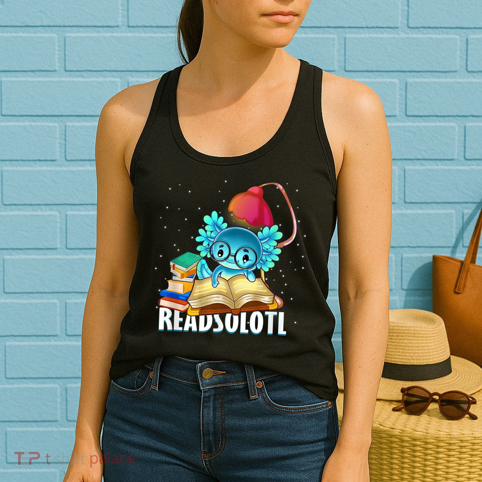 Readsolotl Axolotl Funny Reading Fish Books Lizard  Women's Tank Top