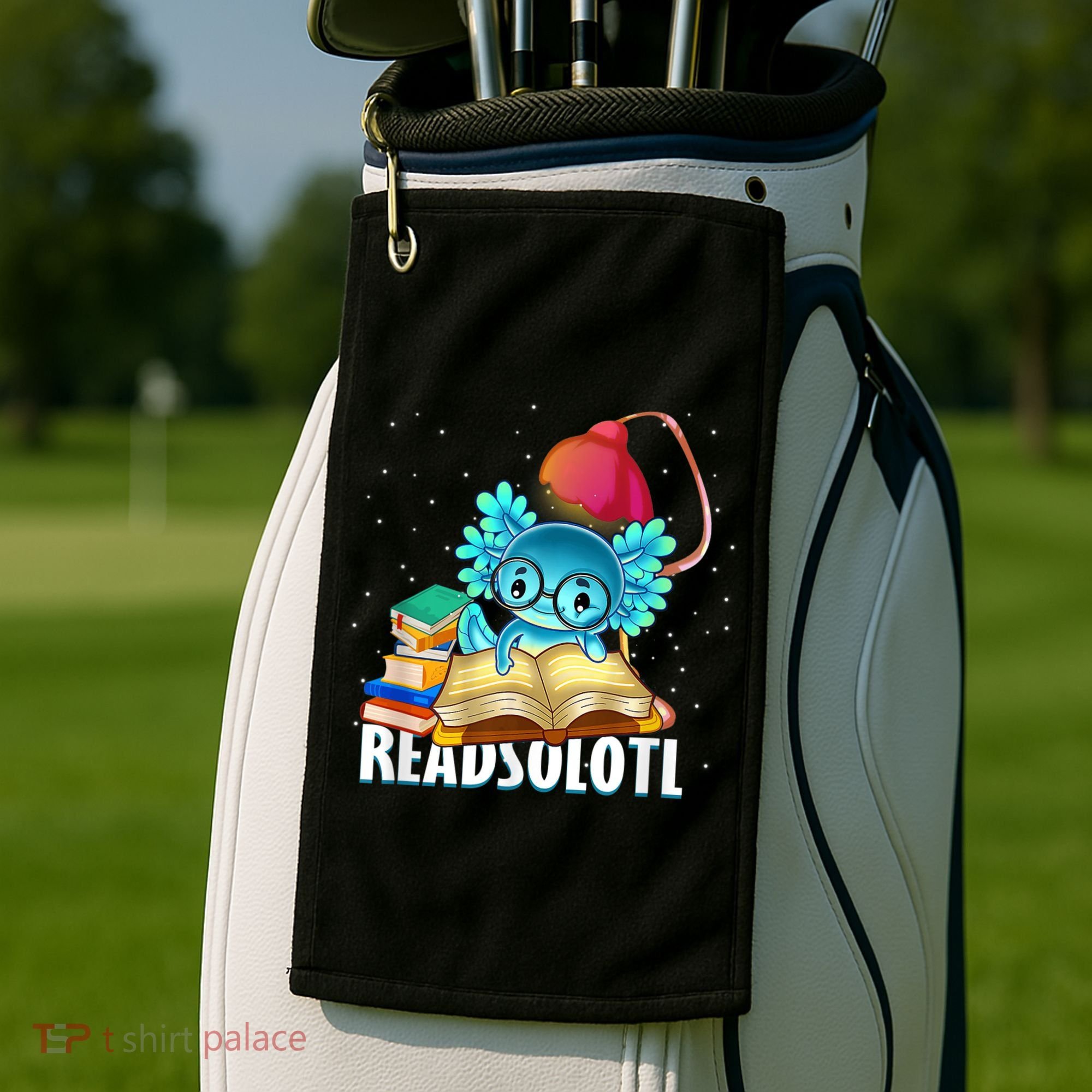 Readsolotl Axolotl Funny Reading Fish Books Lizard  Golf Towel