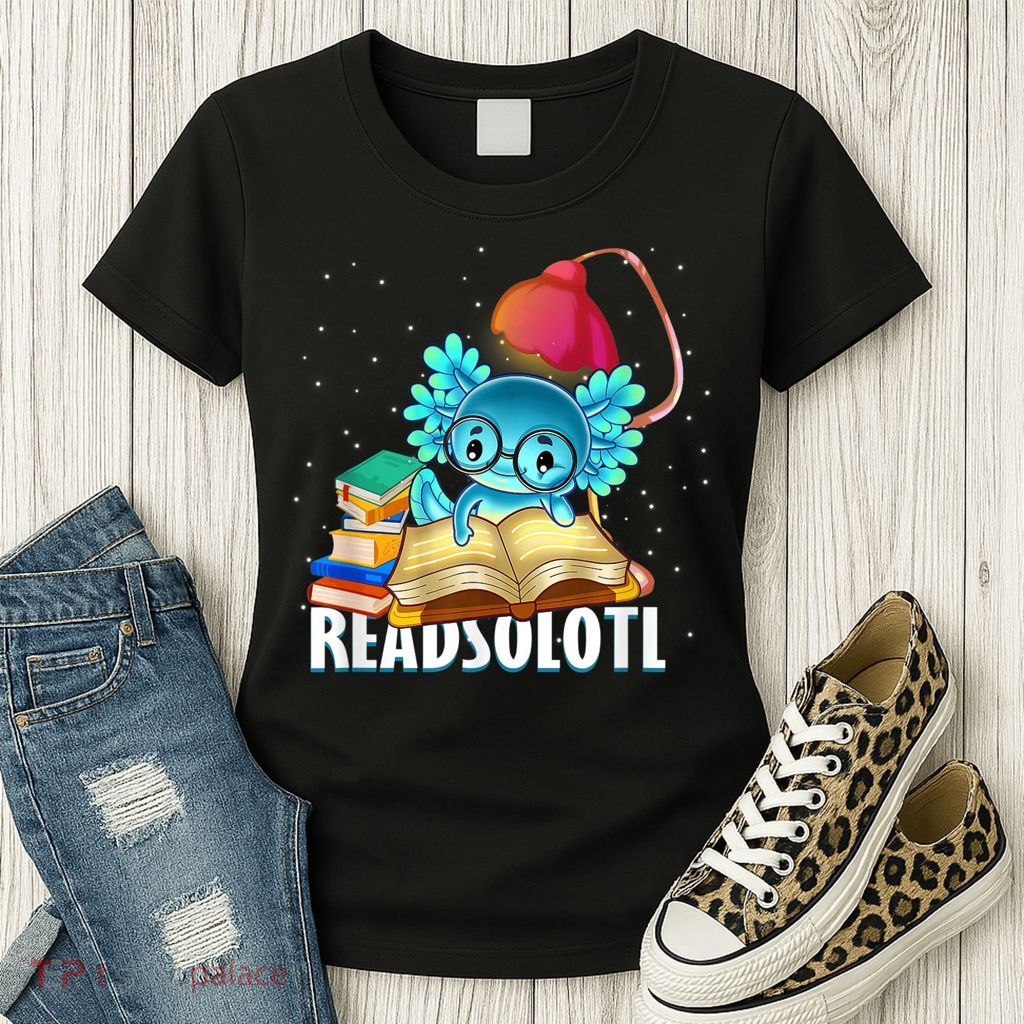 Readsolotl Axolotl Funny Reading Fish Books Lizard  Women's T-Shirt