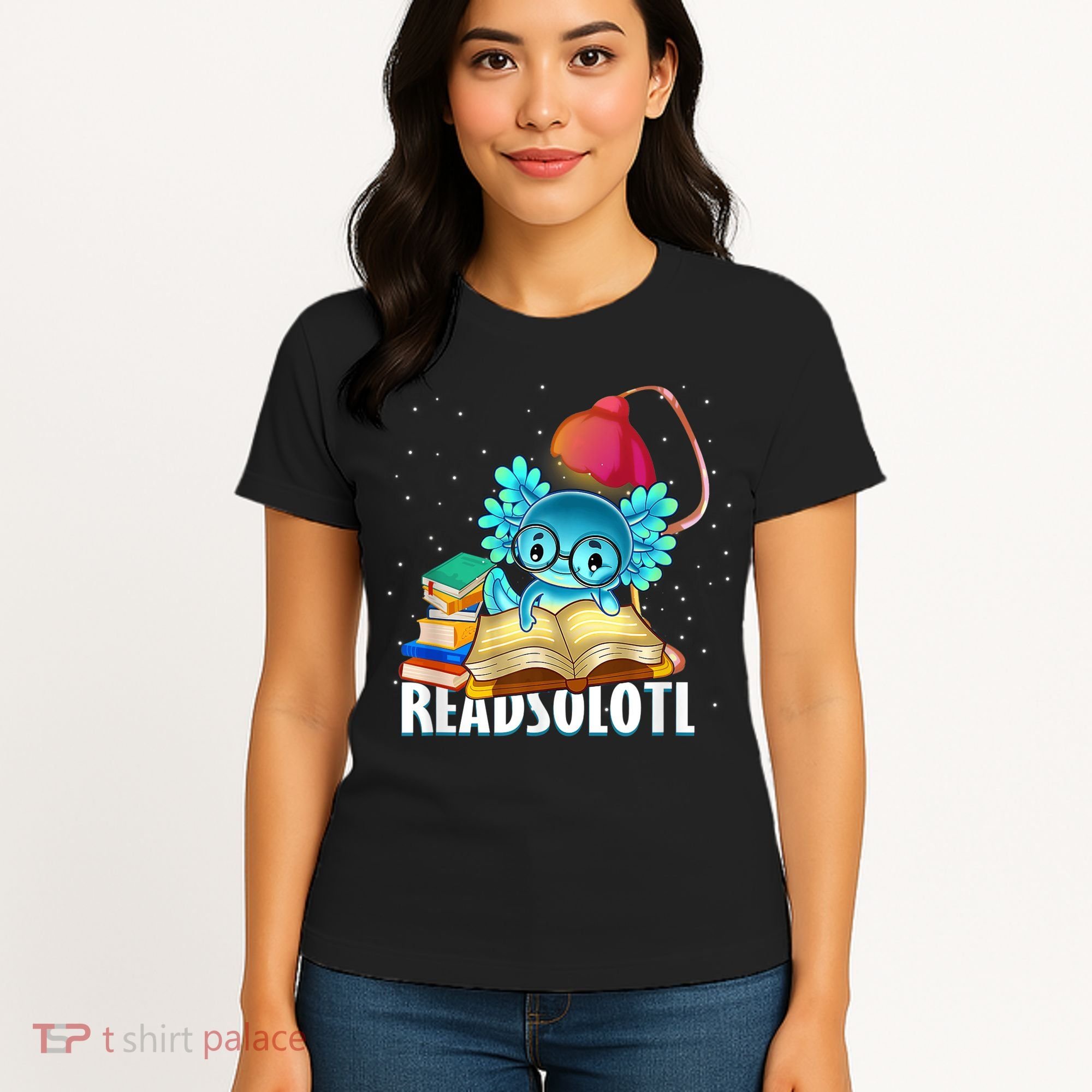 Readsolotl Axolotl Funny Reading Fish Books Lizard  Women's T-Shirt