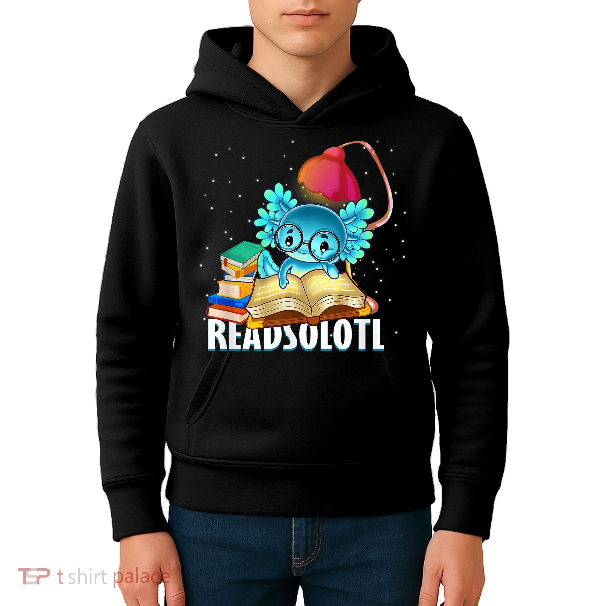 Readsolotl Axolotl Funny Reading Fish Books Lizard  Kids Hoodie