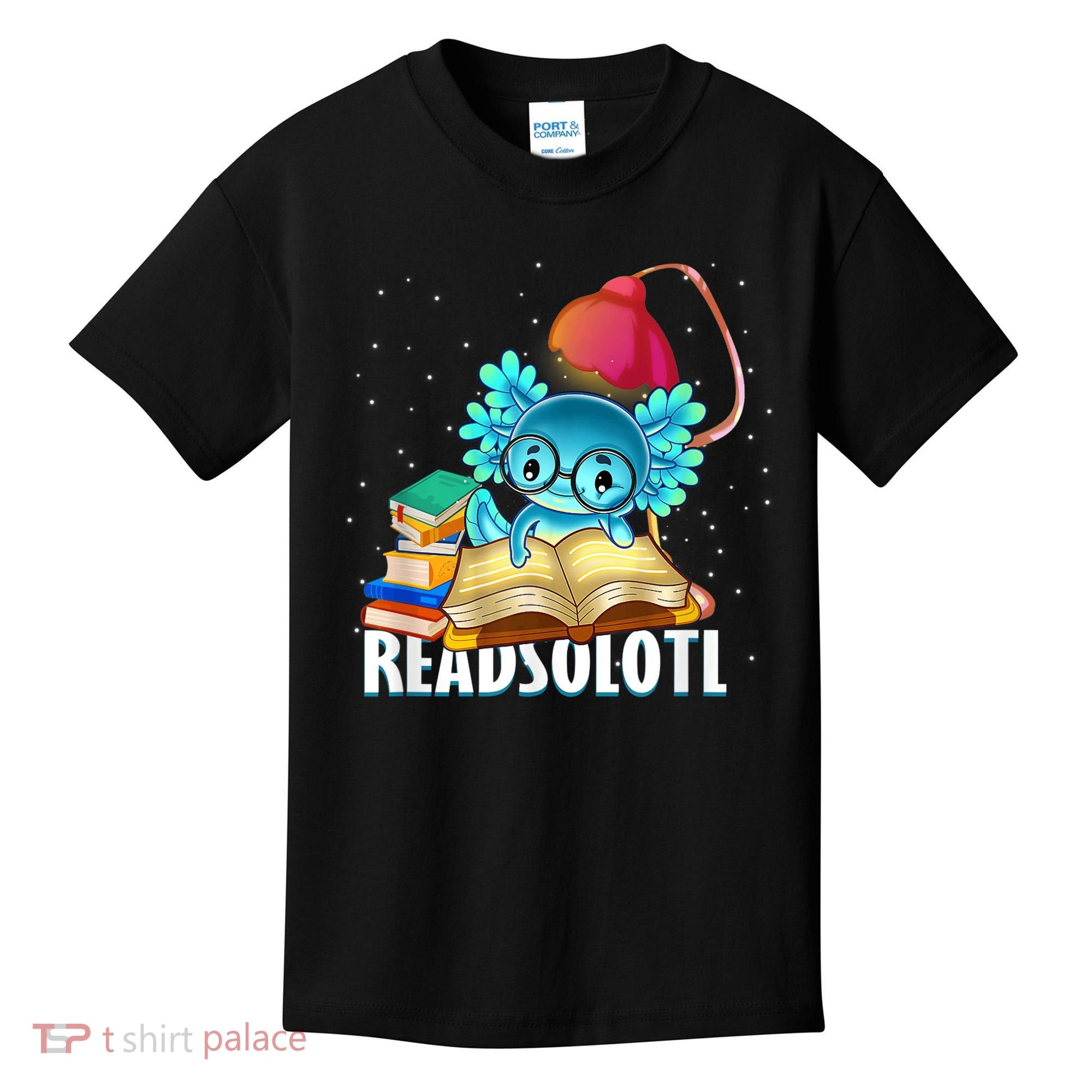 Readsolotl Axolotl Funny Reading Fish Books Lizard  Kids T-Shirt