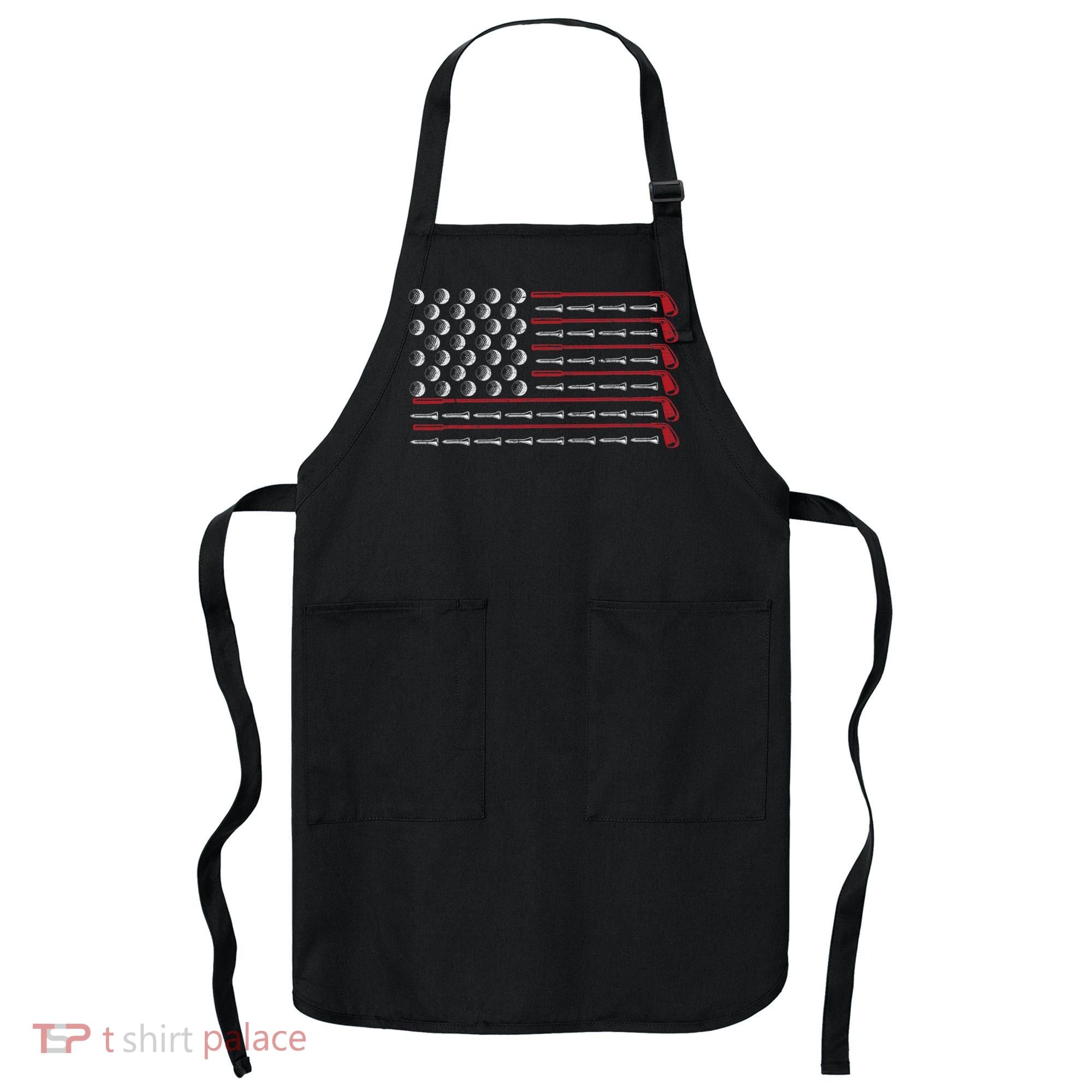 Retro American Flag Golf Gift for Golfer Funny Golf Club Apron