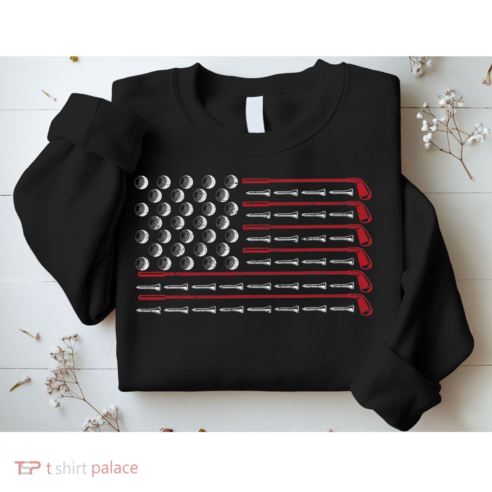 Retro American Flag Golf Gift for Golfer Funny Golf Club Sweatshirt
