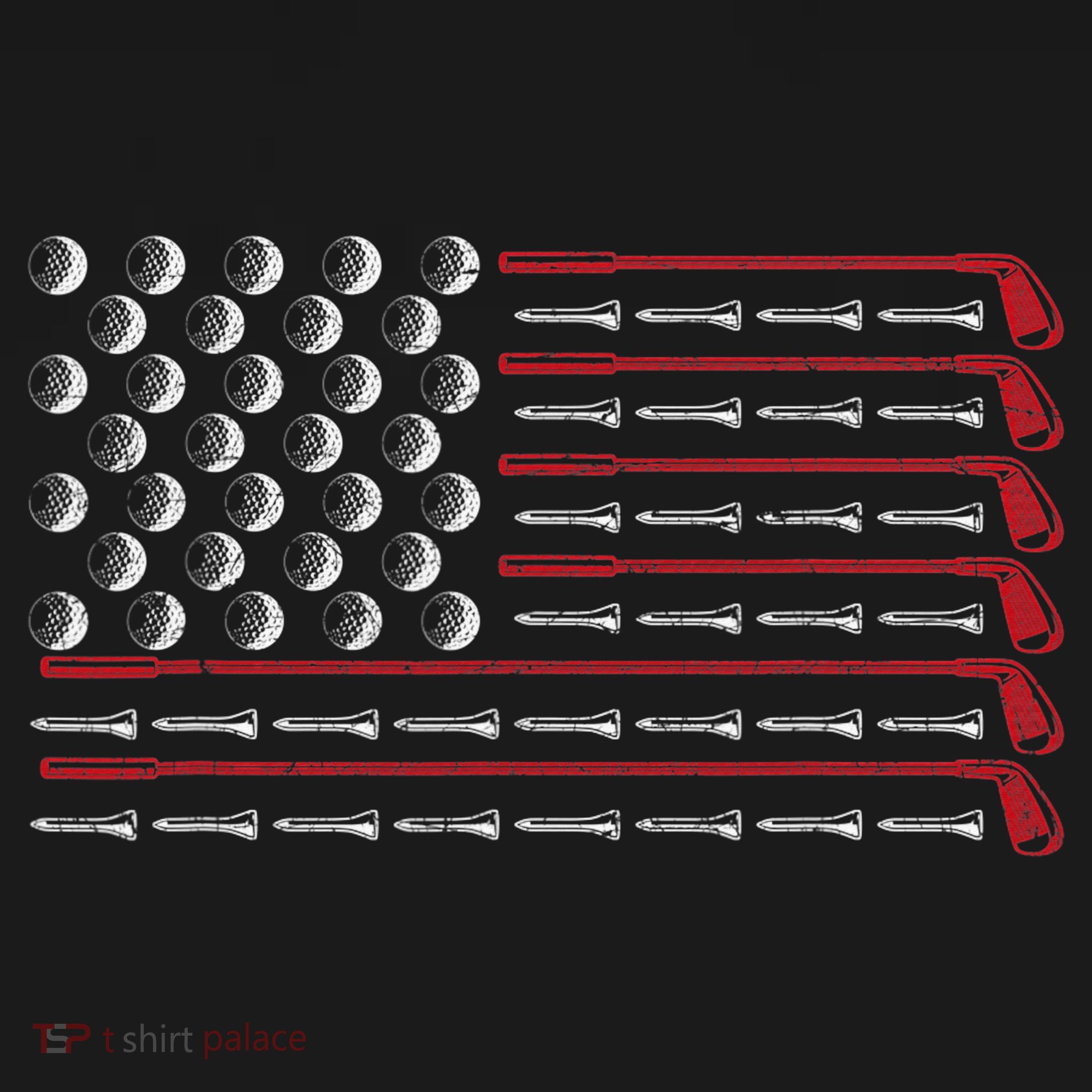 Retro American Flag Golf Gift for Golfer Funny Golf Club T-Shirt