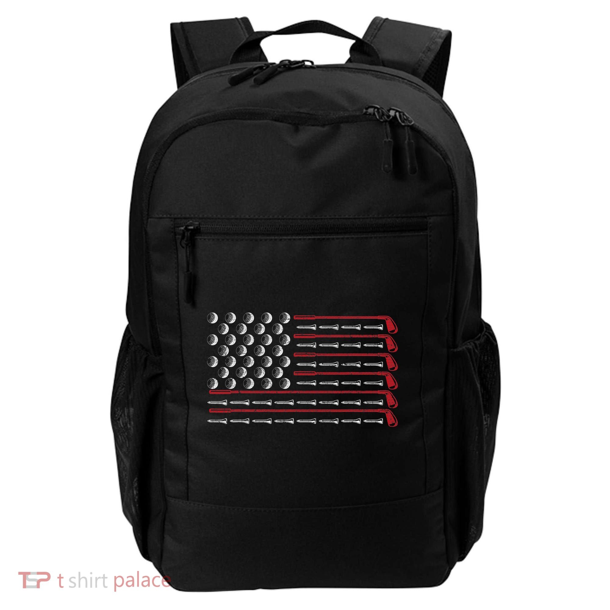 Retro American Flag Golf Gift for Golfer Funny Golf Club Backpack