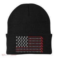 Retro American Flag Golf Gift for Golfer Funny Golf Club Beanie thumb 0