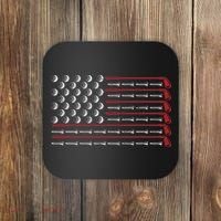 Retro American Flag Golf Gift for Golfer Funny Golf Club Coaster thumb 0
