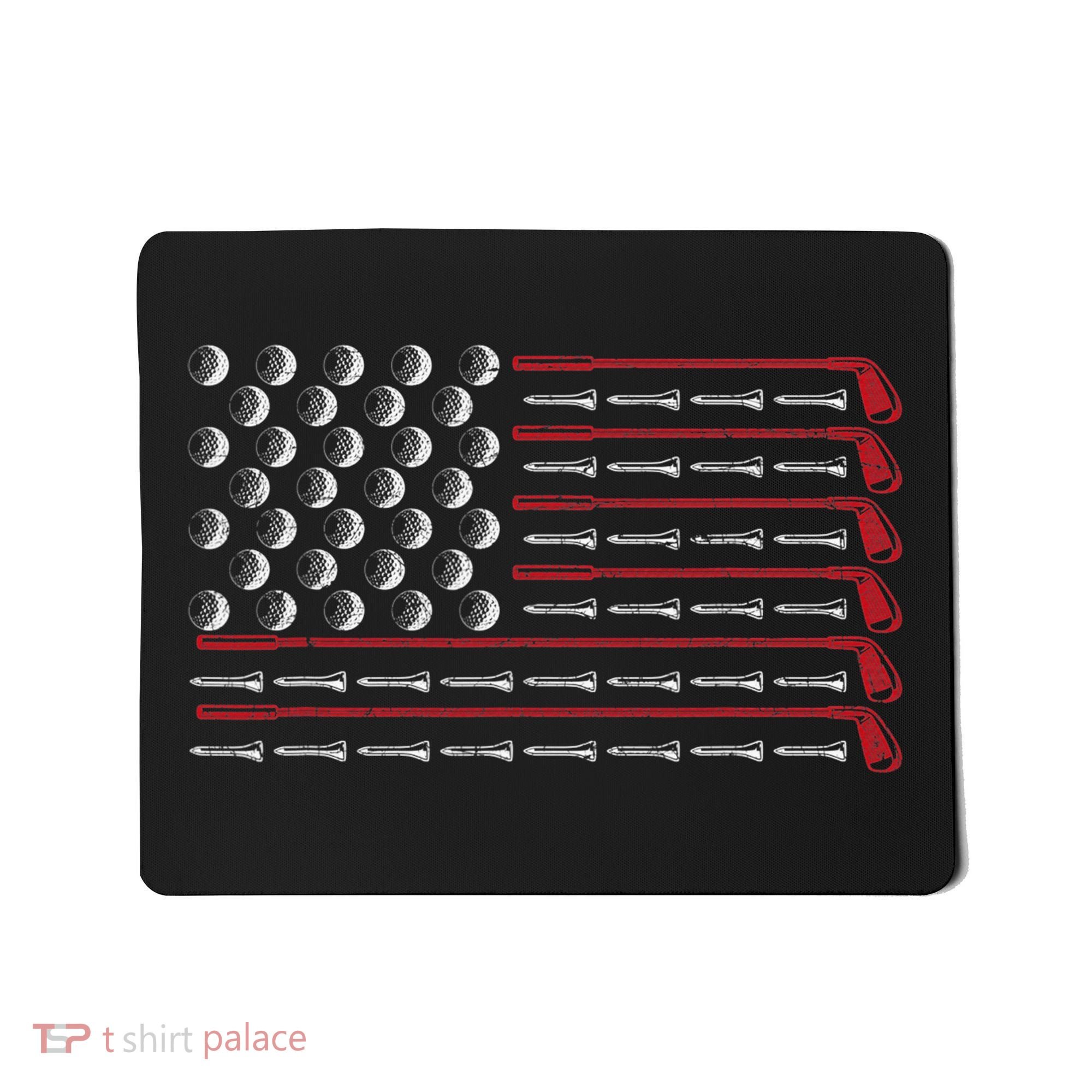 Retro American Flag Golf Gift for Golfer Funny Golf Club Mousepad